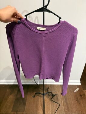 Madewell Violet Waffle-Knit Long Sleeve Top